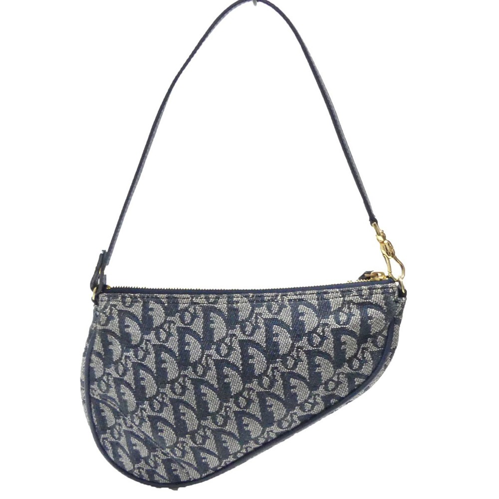 Christian Dior Trotter Canvas Saddle Bag Pouch Navy